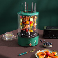 Brochettes de barbecue électriques faciles à nettoyer, 4 pièces, Grill d'intérieur rotatif sans fumée, de haute qualité