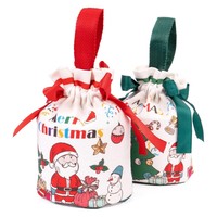 Sacs cadeaux de Noël à cordon avec poignée, sacs en toile réutilisables pour cadeaux de Noël