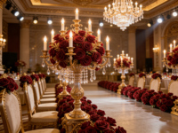 Centros de Mesa con Bola de Flores para Bodas, Personalizables, Rojos, de Seda Artificial, Estilo Romántico, Duraderos, de Alta Calidad, Profesionales, de 40-80 cm