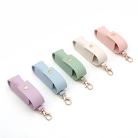 Étui à rouge à lèvres en cuir PU multicolore, porte-clés, support portable pour flacon de parfum, étui de voyage simple pour les loisirs et les déplacements printaniers