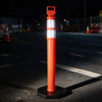 Poteau de signalisation routière flexible réfléchissant en PE de 1250 mm avec base en caoutchouc noir pour la sécurité routière