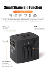 Bộ Sạc Nhanh Bộ Chuyển Đổi Du Lịch Quốc Tế Thông Dụng Bộ Chuyển Đổi Nguồn US UK EU Bộ Sạc Du Lịch Toàn Cầu Với 4 Cổng USB - Product Image 3
