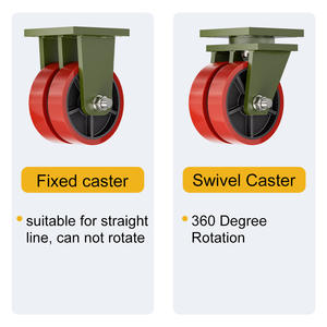 8 10 12 Zoll starre drehbare industrielle rote Eisenkern last 5 Tonnen Doppel räder <span class=keywords><strong>PU</strong></span> Heavy Duty <span class=keywords><strong>Caster</strong></span> für Geräte - Product Image 3