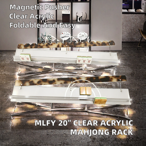 Support de Mahjong en Acrylique Transparent avec Poussoir Magnétique Détachable, Pliable, Portable, Résistant à l'Eau, 20 Pouces, Accessoire de Jeu Classique pour 4 Joueurs - Product Image 2