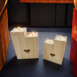 Eco-Friendly <b>Wooden</b> <b>Heart</b> Candlestick Holder for Home Decor and Halloween Atmosphere Couples Gift - Product Image 3