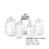 Conteneur de stockage en verre hermétique minimaliste de 28oz-70oz avec couvercles, vente en gros pour garde-manger de cuisine et acheteurs de détail, approvisionnement commercial