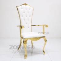 Chaises et Tables à Gâteaux de Luxe à Dossier Haut Élégantes Dorées pour Mariés et Invités avec Accoudoirs pour Événements
