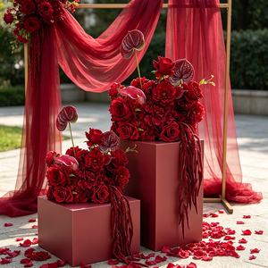 Customized Modern red Rose Row Wedding Decorative Silk Flower <b>Table</b> decor Floral Arrangement - Product Image 1