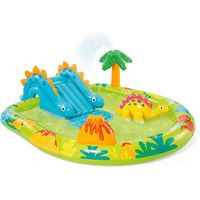 Piscine gonflable d'arrosage de pelouse en PVC d'amusement extérieur d'enfants avec le jouet de fontaine d'eau de toboggan de dinosaure et d'éléphant de champignon de parasol