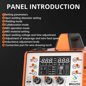 HITBOX MIG250II 5 en 1 Máquina de soldadura portátil Nuevo <span class=keywords><strong>MIG</strong></span> MMA Lift TIG Soldador Amplio voltaje 110V/220V Soporta soldadura de aluminio - Product Image 6