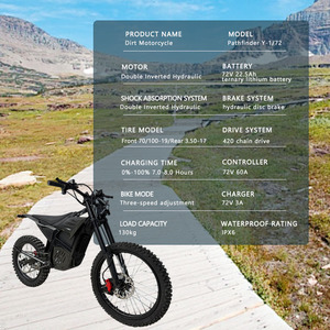 Jianxika, Motocicleta Eléctrica Todoterreno para Adultos, Nuevo Diseño, <span class=keywords><strong>Motor</strong></span> sin Escobillas de 72V/4500W, Tracción Media, Resistencia para Carreras, 65 km/h, Uso en Desierto - Product Image 4