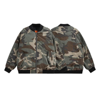 Blouson d'hiver pour homme, coupe oversize, col côtelé, fermeture éclair, poche utilitaire, camouflage woodland, coupe-vent, style bomber, rembourré