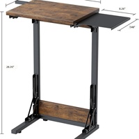 Table d'appoint pliable de style américain, réglable en hauteur, avec rangement, plateau en bois massif, structure en métal, table minimaliste