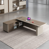 Escritorio de Oficina de Alta Gama en Forma de L, Antiarañazos, Liso, Ordenado y Elegante, con Muebles de Almacenamiento para Gerentes y Jefes