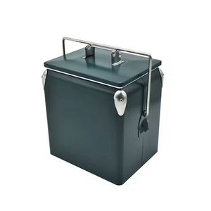 Vintage Ice Box 13L PP & Metal Retro <b>Cooler</b> in White Keeps Wine Food & <b>Drinks</b> Cold 48hrs Portable <b>Cooler</b> Box - Product Image 5