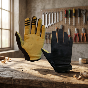 Gants de sport en cuir noir et jaune, respirants, en polyester, longueur poignet, pour le sport et les activités de plein air - Product Image 5