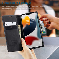 Dompet Bisnis Retro Multi-Fungsi untuk iPhone 15/14/13/12/11 Pro Max Logo Kustom Flip Pouch Kulit PU Dengan Slot Kartu