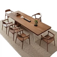 Ensemble de salle à manger pour restaurant, nouveau design, table rectangulaire en bois avec pieds en acrylique et chaises