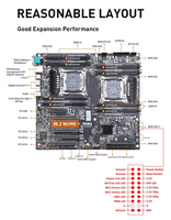 Motherboard X10X99-16D LGA 2011-3 XEON X99, Motherboard mendukung CPU Ganda E5 2640 2666 2670 2696 V3 V4 DDR4 RECC RAM C612