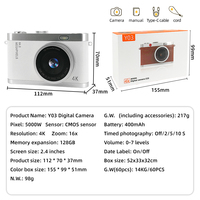 Appareil photo numérique pour enfants 48MP, enregistreur vidéo, mini caméra compacte portable, autofocus, cadeau pour enfants