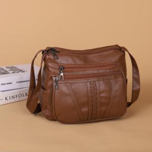 Vintage Washed PU Leather <b>Ladies</b> Shoulder <b>Bag</b> Fashion Luxury <b>Ladies</b> <b>Messenger</b> <b>Bag</b> Multi layered practical women's <b>bag</b> - Product Image 4