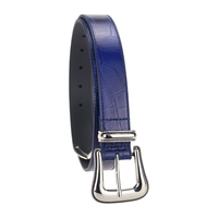 Ceinture en cuir PU gaufré crocodile bleu pour femme, avec boucle argentée sculptée, style mode, pour fournisseurs B2B