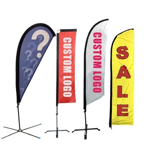 Drapeau de plage volant pour activités de plein air, promotion publicitaire économique, design goutte d'eau ou plume, avec mât de drapeau - Product Image 1