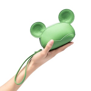 Cute Cartoon <strong>Mouse</strong> Ear First Layer Cowhide Coin <strong>Purse</strong> Genuine Leather Mini Wallet With Wrist Strap Key Chain Small Storage Bag - Product Image 4