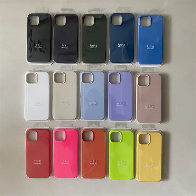 Retail Packaging Multi Color Liquid Silicone mobile phone case for apple iphone 15 11 12 13 14 Pro Max