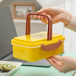 Japanese Style Divided Lunch <b>Box</b> Double Layer Snap <b>Lock</b> Microwaveable Bento <b>Box</b> For Office Student Adult - Product Image 2