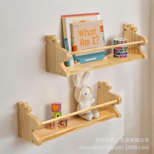 Solid Wood <b>Wall</b> <b>Mounted</b> <b>Shelf</b> For Children's Room Book Storage Rectangle Shape Durable Multipurpose Furniture - Product Image 5