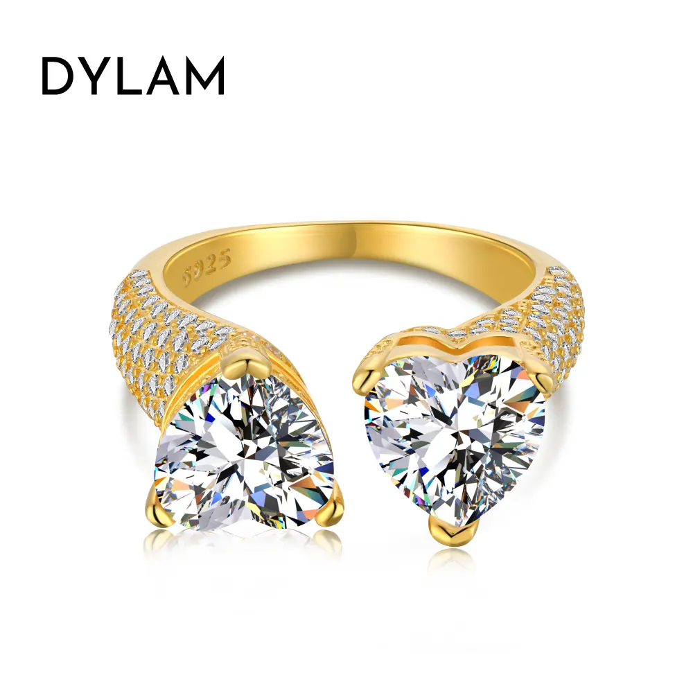 Dylam 925 оптовая продажа серебряные обручальные кольца оптом CZ блестящее кольцо в форме сердца Открытые Кольца