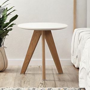 Table d'appoint ronde nordique moderne décorative écologique en bois MDF trois pieds pour la maison salon bureau station de café - Product Image 3