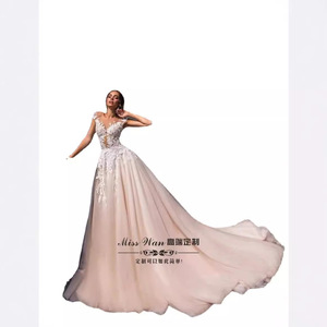 White V-Neck A-Line Wedding Dress Chiffon With Embroidery Natural Waistline Cut-Out For Brides 2026 New Style - Product Image 5