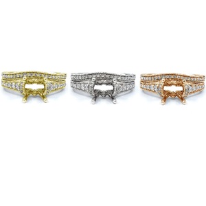 China Factory Price Fabulous Design Top Quality Platinum White Gold Real Diamond Round Shape Wedding Ring Set for Bridal - Product Image 4