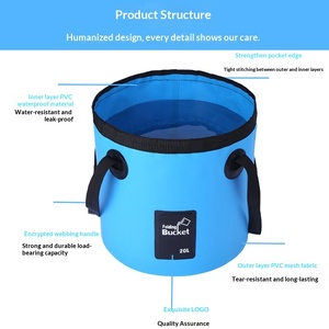 Seau de pêche étanche 20L en promotion, sac de rangement d'eau pliable portable, seau à poisson 3D pour activités extérieures, adapté à tous les âges - Product Image 2