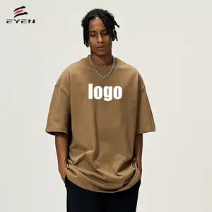 Conyson moda verão 100% algodão menino t-shirt casual respirável sólido em branco logotipo personalizado o-pescoço oversized homem t-shirt