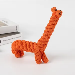Хлопковая веревка для чистки зубов, жевательный оранжевый жираф, милая игрушка для собак