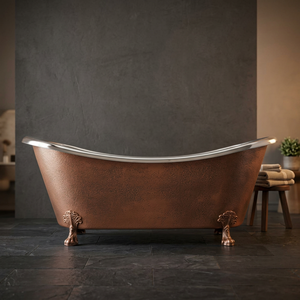 Baignoire autoportante classique de luxe en cuivre, style antique, rectangulaire CH-799 pour salle de bain, villa, maison - Artisanat indien Uttar - Product Image 3