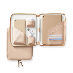Thủ công nghệ Folio lớn <span class=keywords><strong>Zip</strong></span> danh mục đầu tư thư mục đầy đủ Hạt Da PU trường hợp tay áo điện tử tổ chức Pouch Pad du lịch - Product Image 3