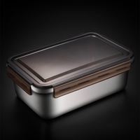 Boîte à lunch bento étanche, ensemble de contenants alimentaires pour adultes, en acier inoxydable 316, boîte de rangement alimentaire carrée en métal