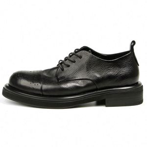 High Quality Men's Square Oxford Moccasin Loafers Genuine Leather Lace-Up Closure Anti-Slip Breathable Lightweight Dress <b>Shoes</b> - Product Image 6