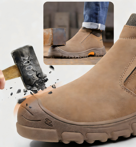 <span class=keywords><strong>Botas</strong></span> <span class=keywords><strong>de</strong></span> Seguridad para Hombre, Antideslizantes, Antiestáticas, Anti-Impacto, con Punta <span class=keywords><strong>de</strong></span> Acero, Parte Superior <span class=keywords><strong>de</strong></span> Gamuza, para Senderismo, Color Marrón Oscuro, Lavables, Precio Económico - Product Image 2