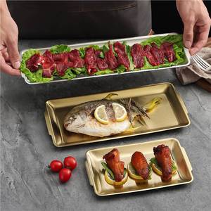 Rectangular Serving Tray For Beef Hot Pot Golden Color Food Presentation Dish - Product Image 1
