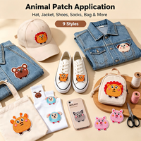 Ensemble de 9 patchs autocollants en forme d'animaux gras pour vêtements, chapeaux, sacs, chaussettes, pour cadeaux DIY, décoration d'activités commerciales, usage quotidien