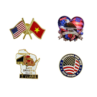 Broches commémoratives en métal émaillé pour grossistes, drapeau américain croisé, broche d'honneur pour anniversaire de club, cadeaux de collection
