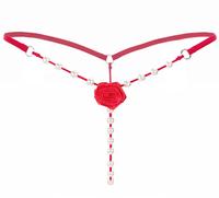 Lingerie transparente pour femme avec massage perlé, culotte ouverte devant, string, T-back, G-string, sous-vêtements sexy et séduisants