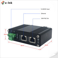 Injecteur industriel Gigabit PoE + 12 ~ 48V DC Power Input Indicateurs LED étendus pour les diagnostics PoE