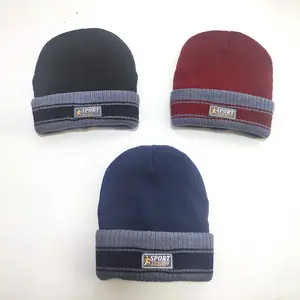 Woolen hat men winter new warm thickened stripe knit hat versatile middle-aged and old grandpa hat