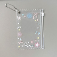 Sac à fermeture éclair en PVC en forme de flocon de neige avec motif papillon mignon, boîte de rangement pour cartes photo de 3 pouces, sac de présentation pour badges Kpop